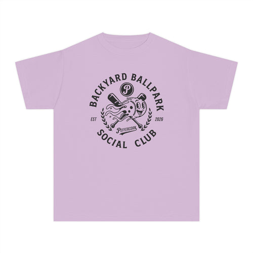 Backyard Ballpark Social Club Youth Tee — Vintage Baseball Logo Shirt